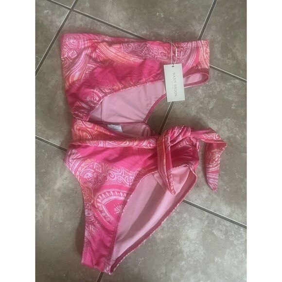 Ramy Brook Gigi Seashell Pink Cut Out Strapless Bandeau One Piece Swimsuit L - Picture 1 of 5